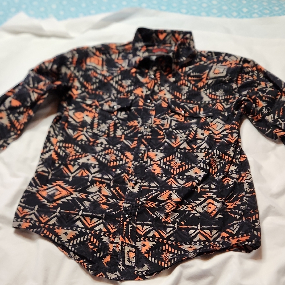 ROCK & ROLL  DENIM  L  Shirt With Black Onyx  Snaps.big Boys Western